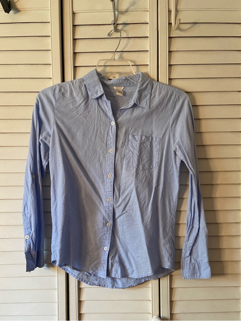 Forever 21 Pale Blue Linen Cotton Blend Button-Down Shirt